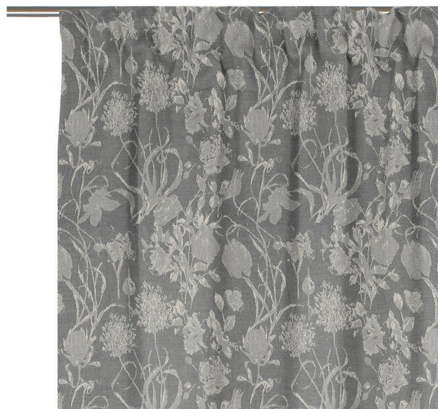 Vorhang Flower Cuvée aus Bio-Baumwolle dunkelgrau nachhaltig (1 blickdicht, Multifunktionsband Jacquard, light, St), Adam