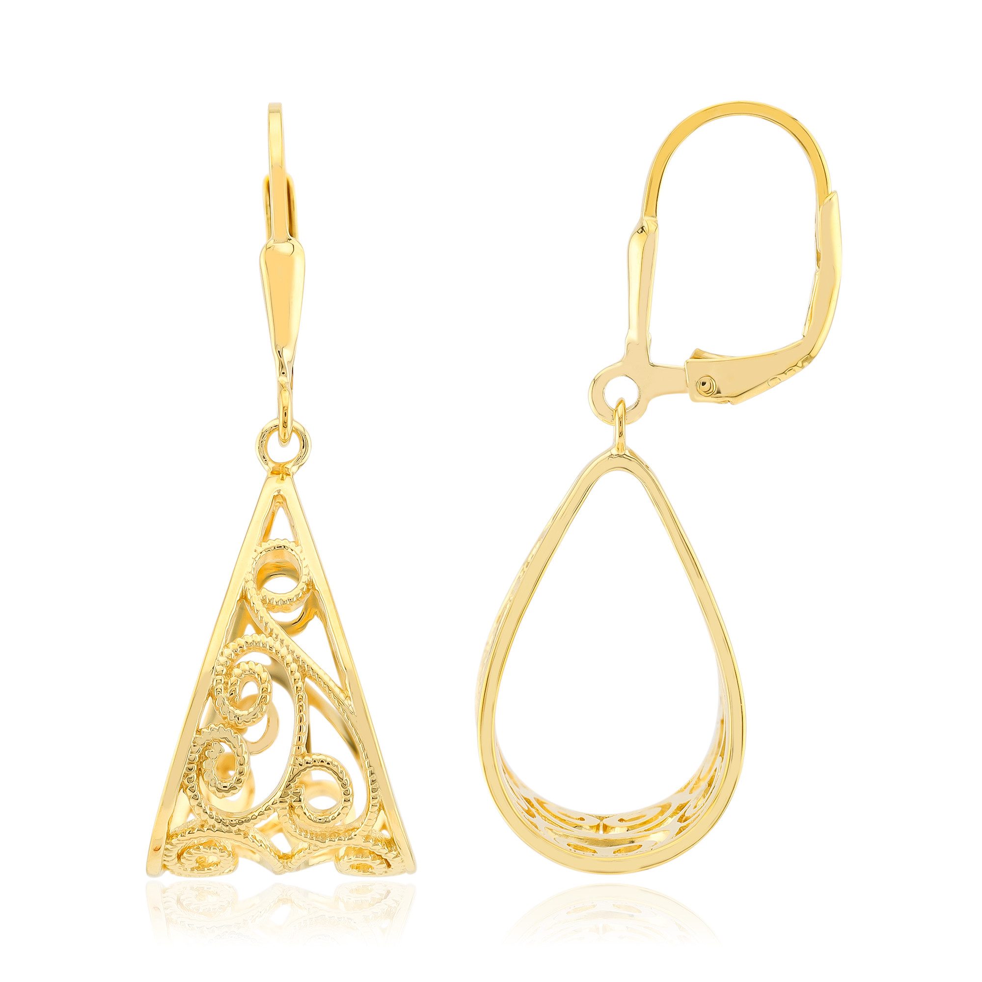 Cavill Ohrring-Set Cavill 925er Sterling Silber Серьги 33mm vergoldet Dreieck Tropfen (2-tlg)
