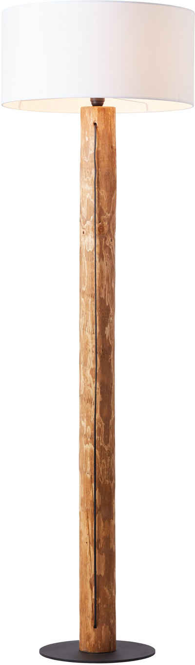 Brilliant Stehlampe Jimena, ohne Leuchtmittel, Stoffschirm, H 164 cm, Ø 50 cm, E27, Holz/Textil, kiefer gebeizt/weiß
