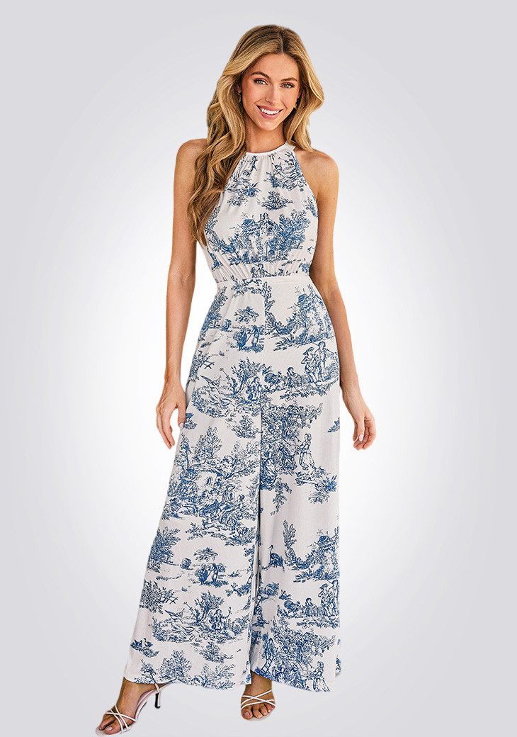 Cupshe Jumpsuit Jumpsuit Neckholder tiefer V-Ausschnitt Haremshose