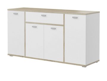 xonox.home Sideboard Cosmo (Kommode 4-türig in weiß mit Sonoma Eiche, 158 x 84 cm), mit Soft-Close