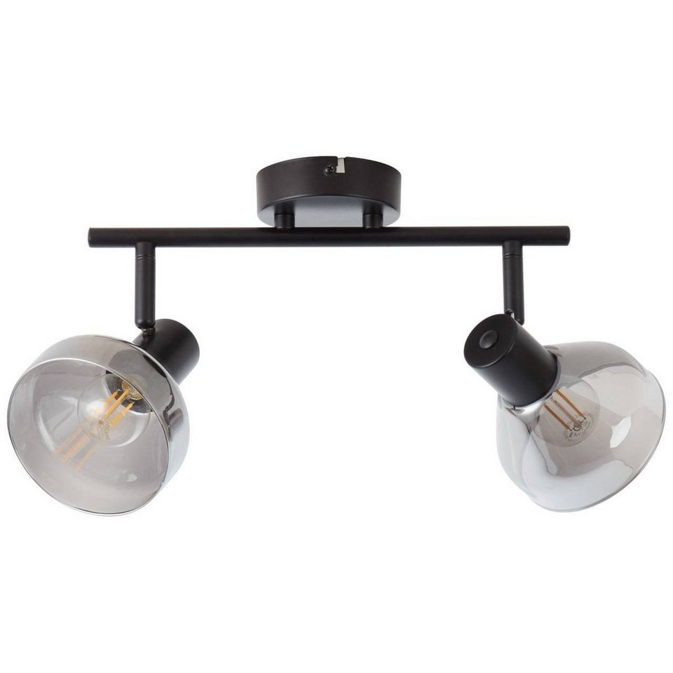 Brilliant Deckenleuchte Reflekt, Lampe Reflekt Spotrohr 2flg  schwarzmatt/rauchglas 2x D45, E14, 18W