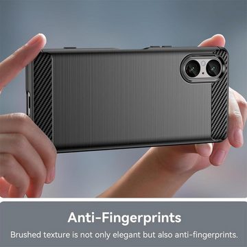 CoolGadget Handyhülle Carbon Handy Hülle für Sony Xperia 5 V 6,1 Zoll, robuste Telefonhülle Case Schutzhülle für Xperia 5 V 2023 Hülle