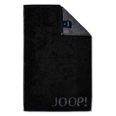 Joop! Handtuch Gästetuch Classic Doubleface Schwarz 1600 90, Walkfrottier (1-St), Unifarben, Wendeoptik, Logo