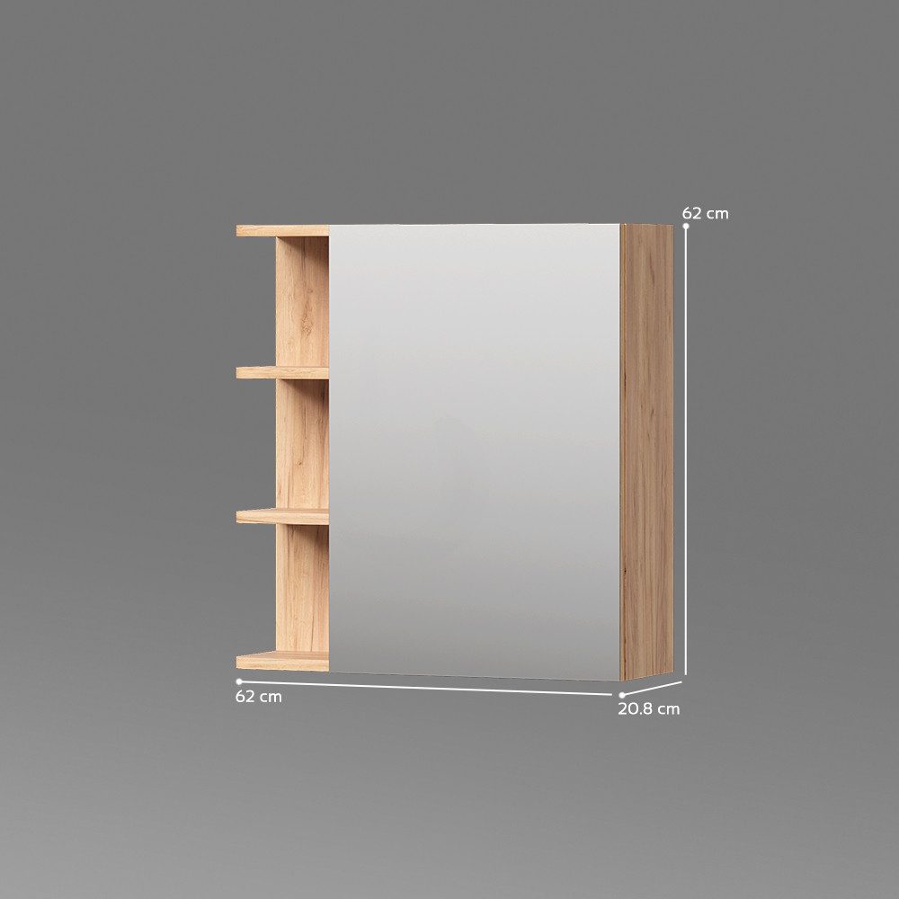 Livinity® Badezimmerspiegelschrank Fucino, Goldkraft Eiche, 62 x 64 cm (1-St)