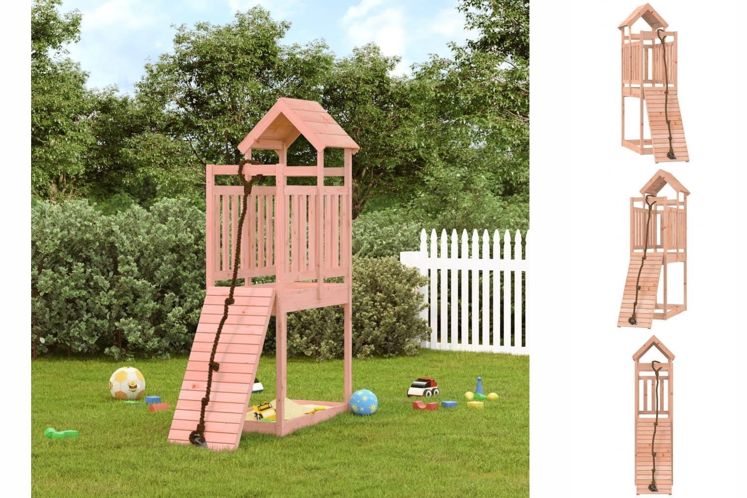 vidaXL Spielhaus Spielturm mit Kletterwand Massivholz Douglasie Kletterturm Kinder Spie