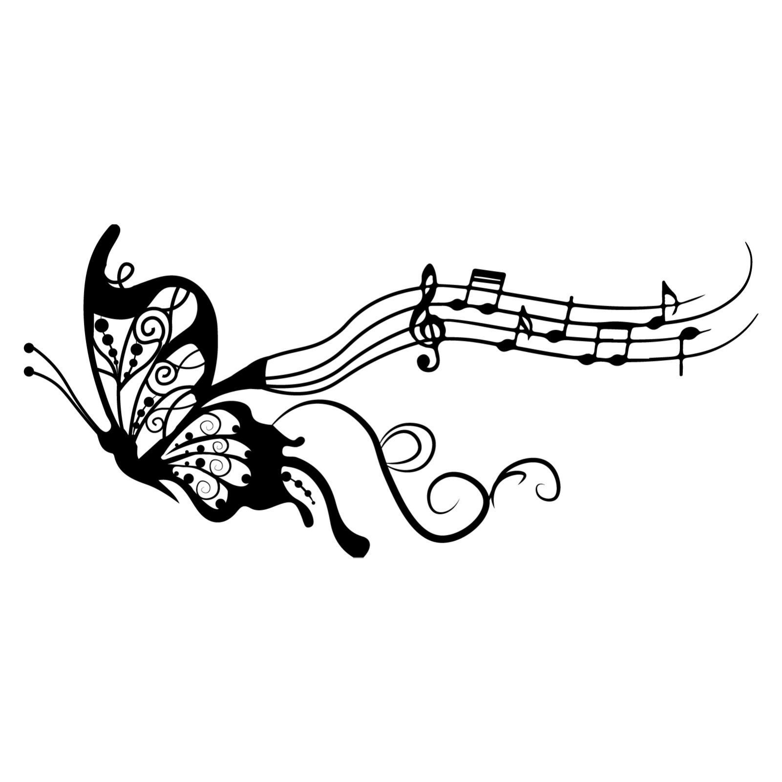 Wanddekoobjekt Schmetterling Wanddekorationen aus Metall, Musiknoten Dekorationen