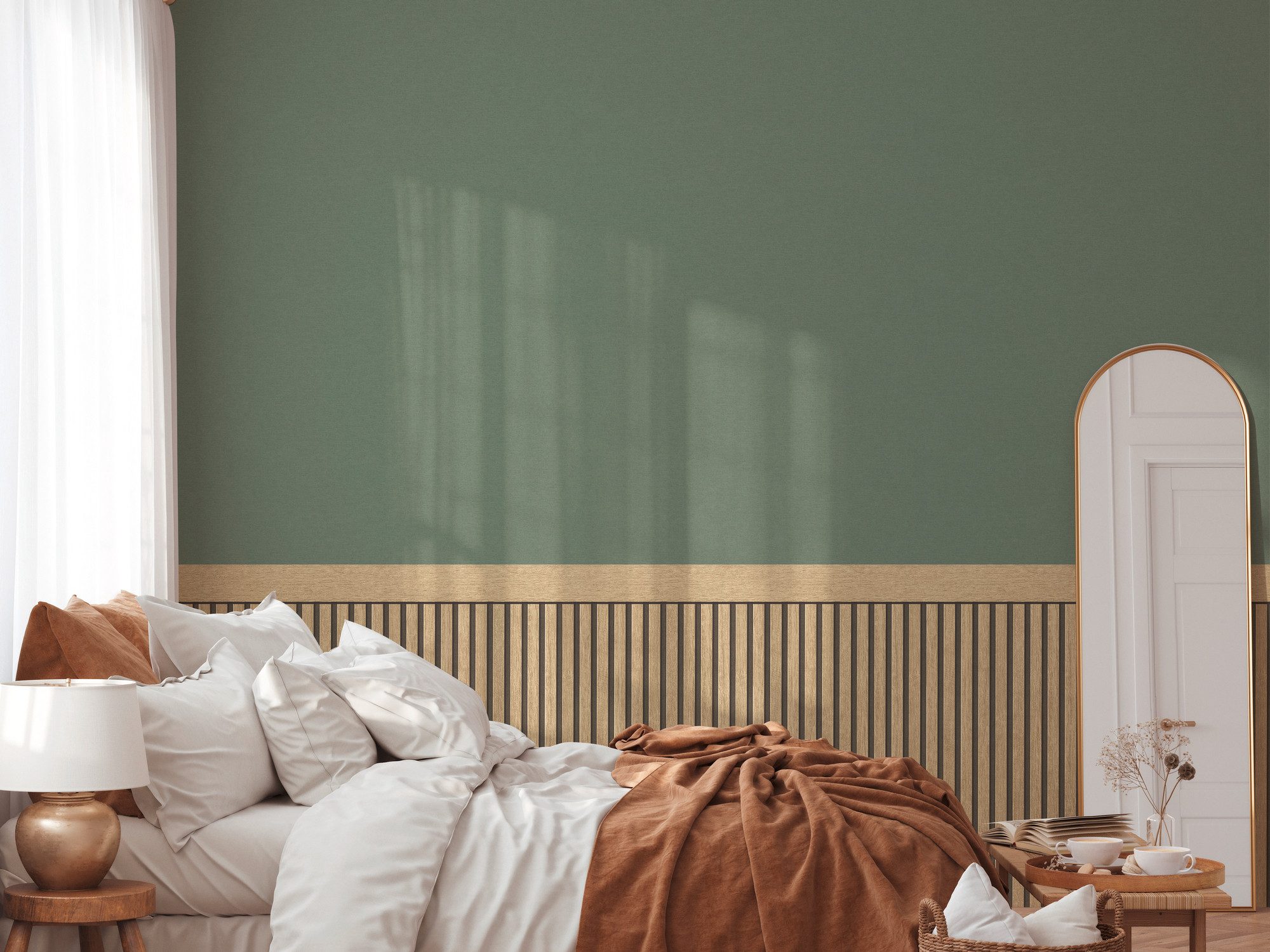 living walls Vliestapete Wallpanel Tapete Wandpaneele Mustertapete Holzpaneele Natur, strukturiert, matt, (1 St), Vliestapete Holz-Optik für Schlafzimmer Küche  – Bild 5 von 5