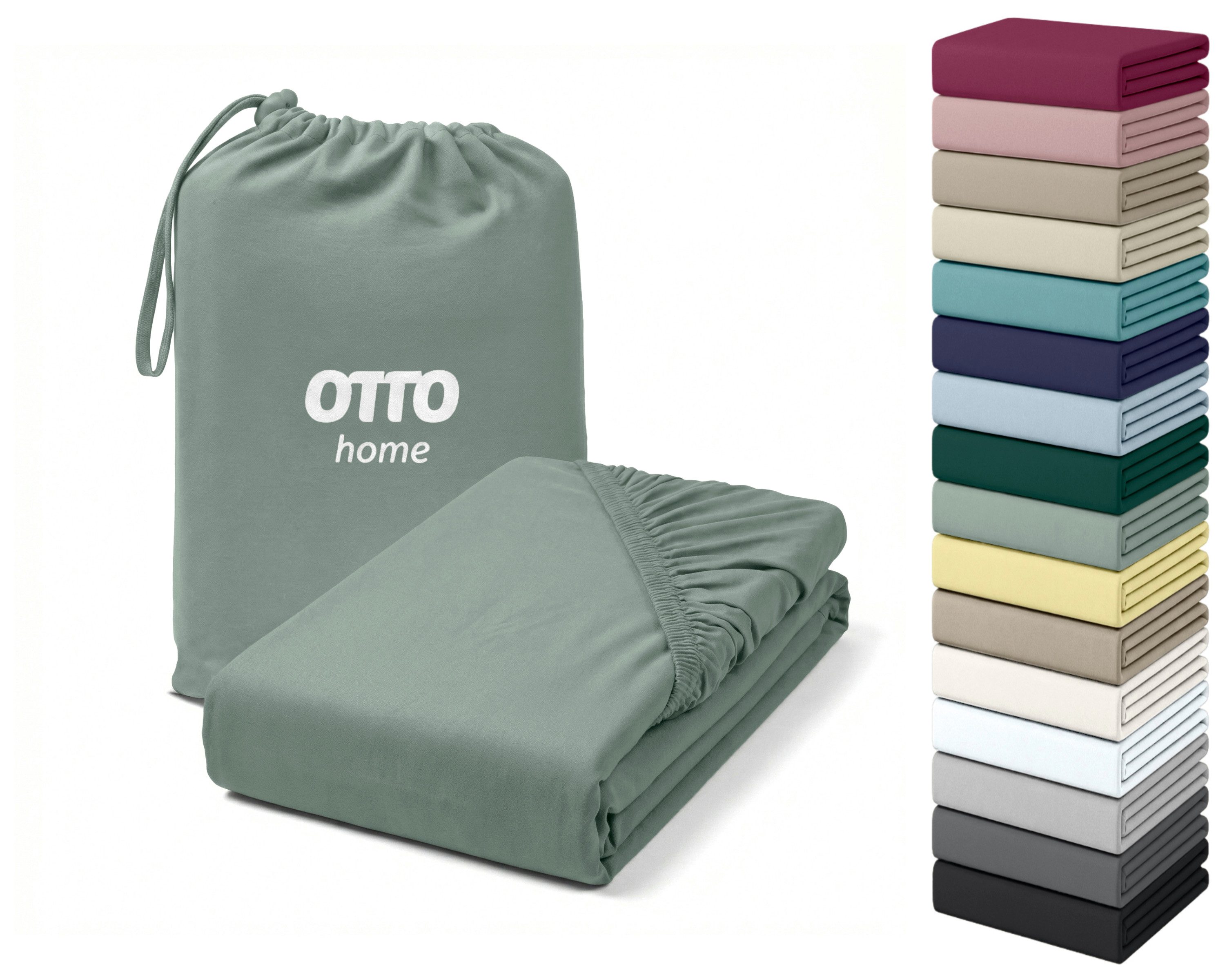OTTO home Spannbettlaken Cremona PREMIUM Qualität, Baumwolle mit Elasthan 145g/m² und 180g/m², Single-Jersey, Gummizug: rundum, (1 Stück), Jersey Bettlaken ab Größe 90x200 cm, Strapazierfähig und langlebig