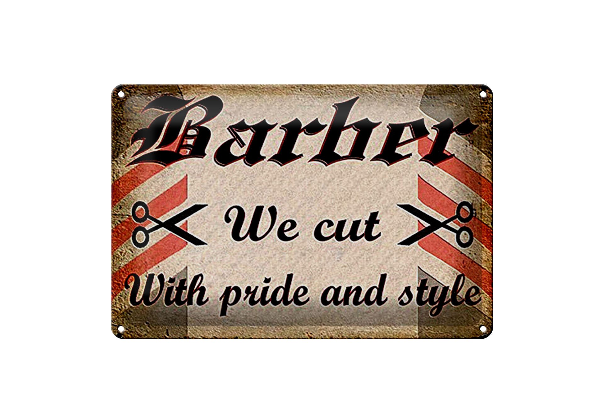 Hebold Metallschild Schild Blech 20x30cm - Made in Germany - Friseur Barber we cut with pr