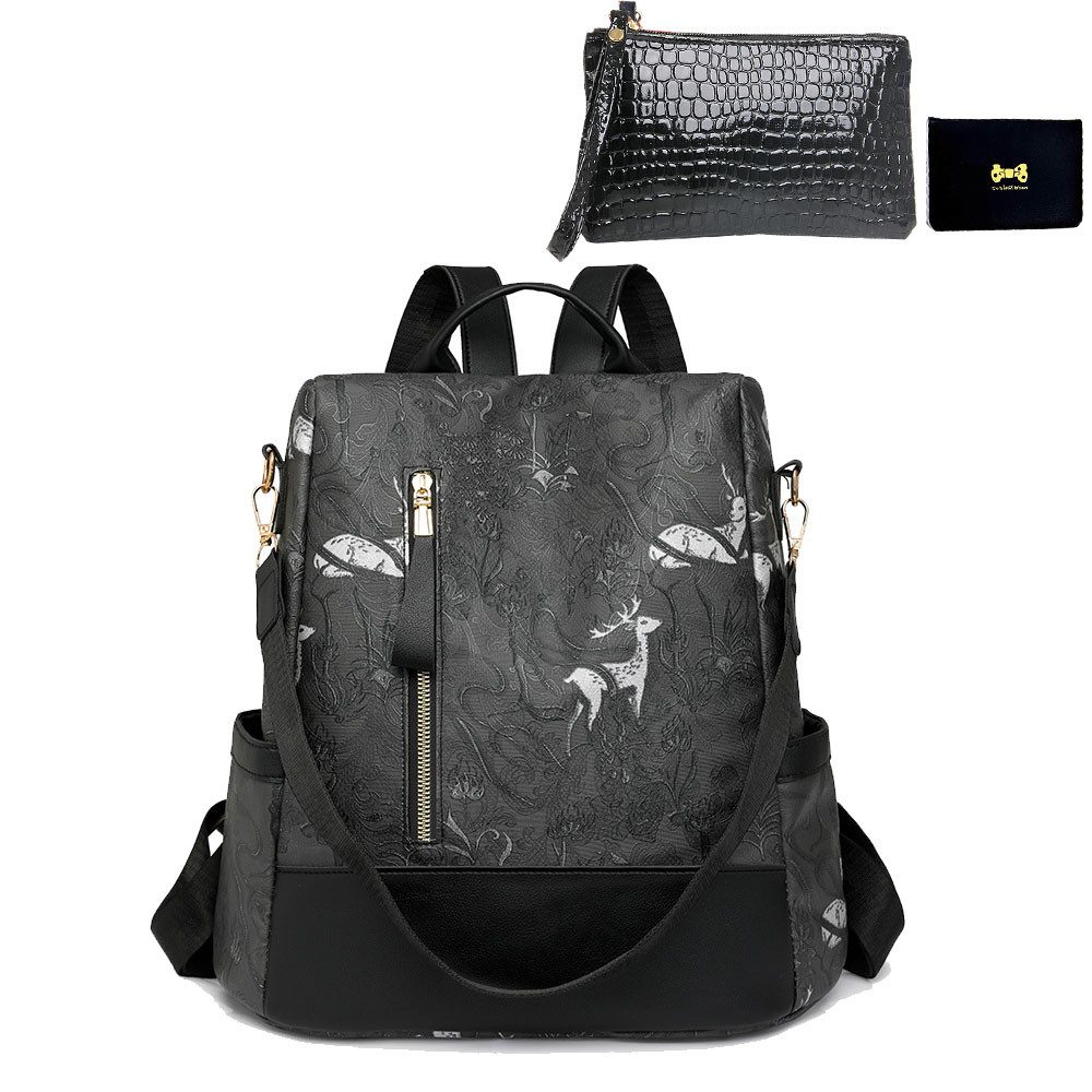 MOPUEA Rucksack Damen Anti Diebstahl Rucksack, 2 in 1 Damen Rucksack (3-tlg)