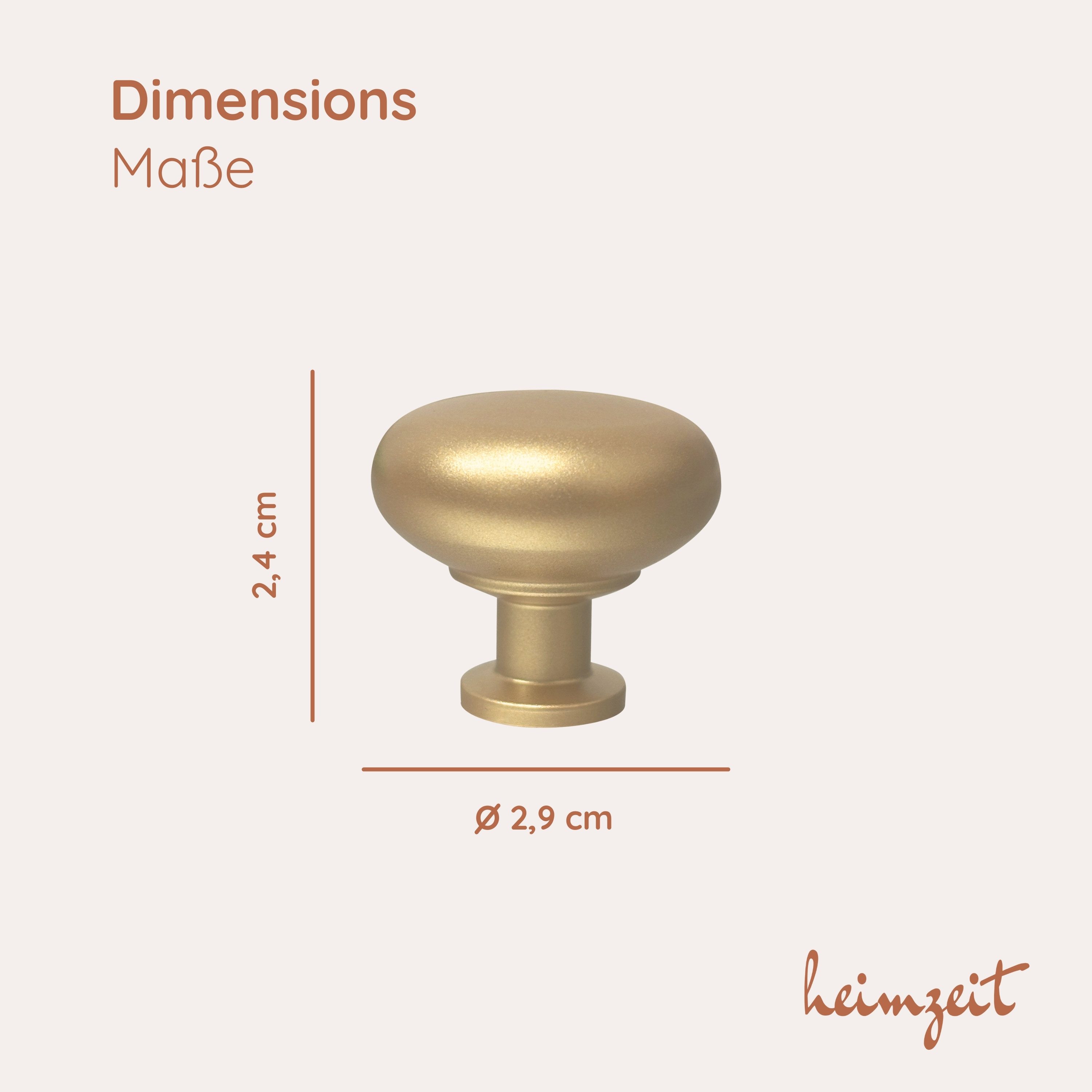 heimzeit Möbelgriff heimzeit Möbelknöpfe Rund gewölbt (Set, 8-St), für Schubladen, Türen und Kommoden, inkl. Schraube