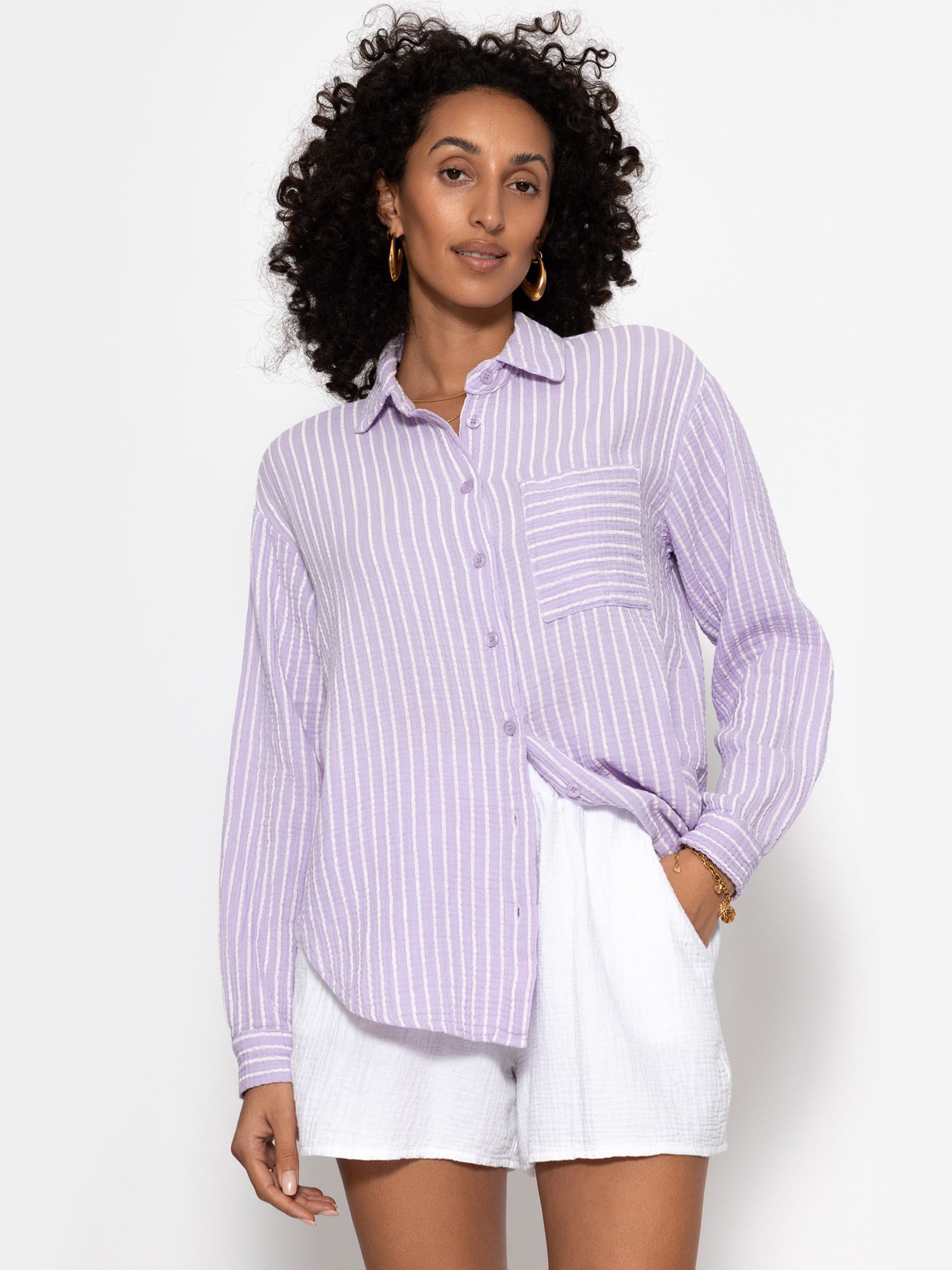 Hemdbluse Gestreifte Musselin Hemdbluse für Damen