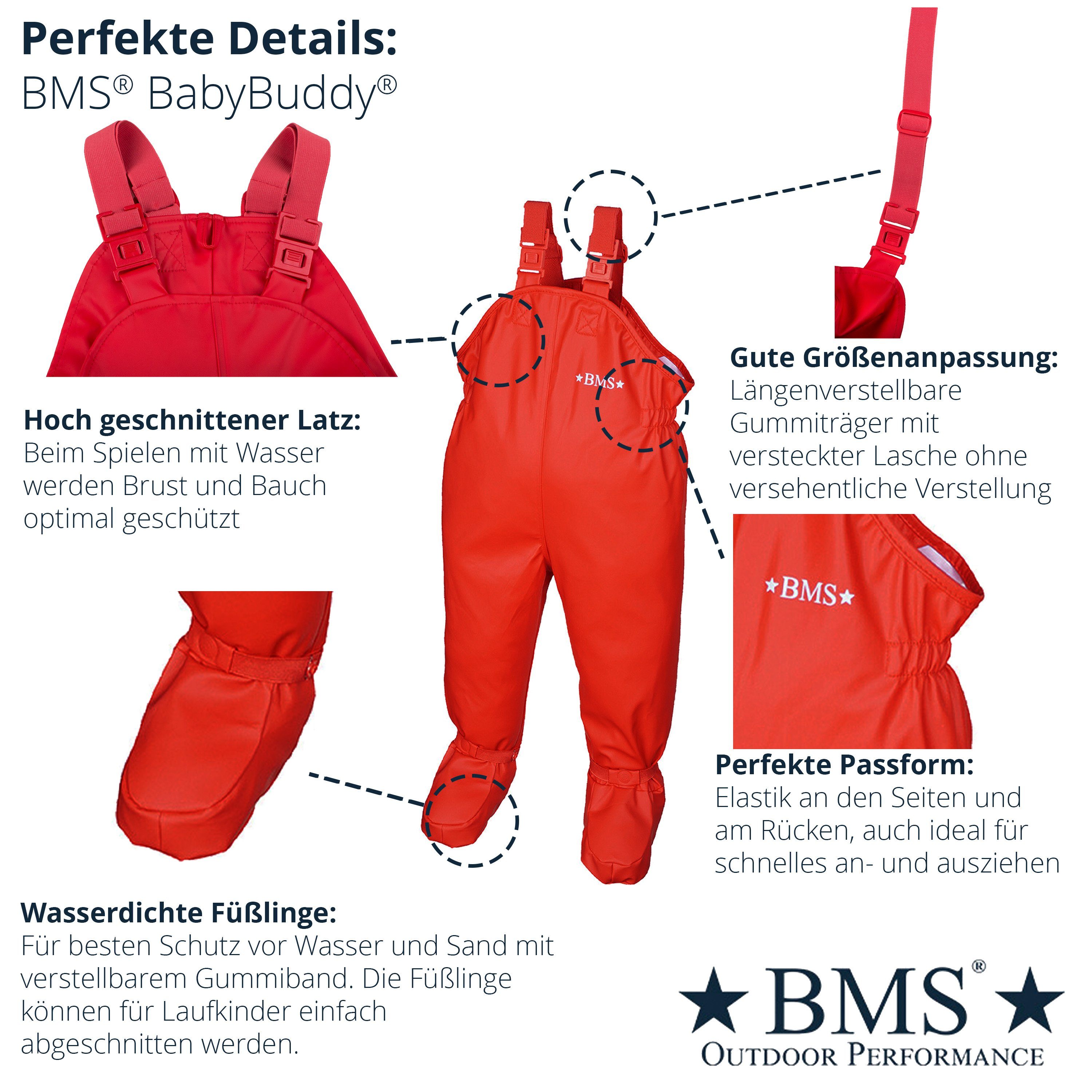 BMS Regen- und Matschlatzhose BMS BabyBuddy - wasserdichte Krabbelhose mit integrierten Füsslingen integrierte Füssling – Bild 4 von 5