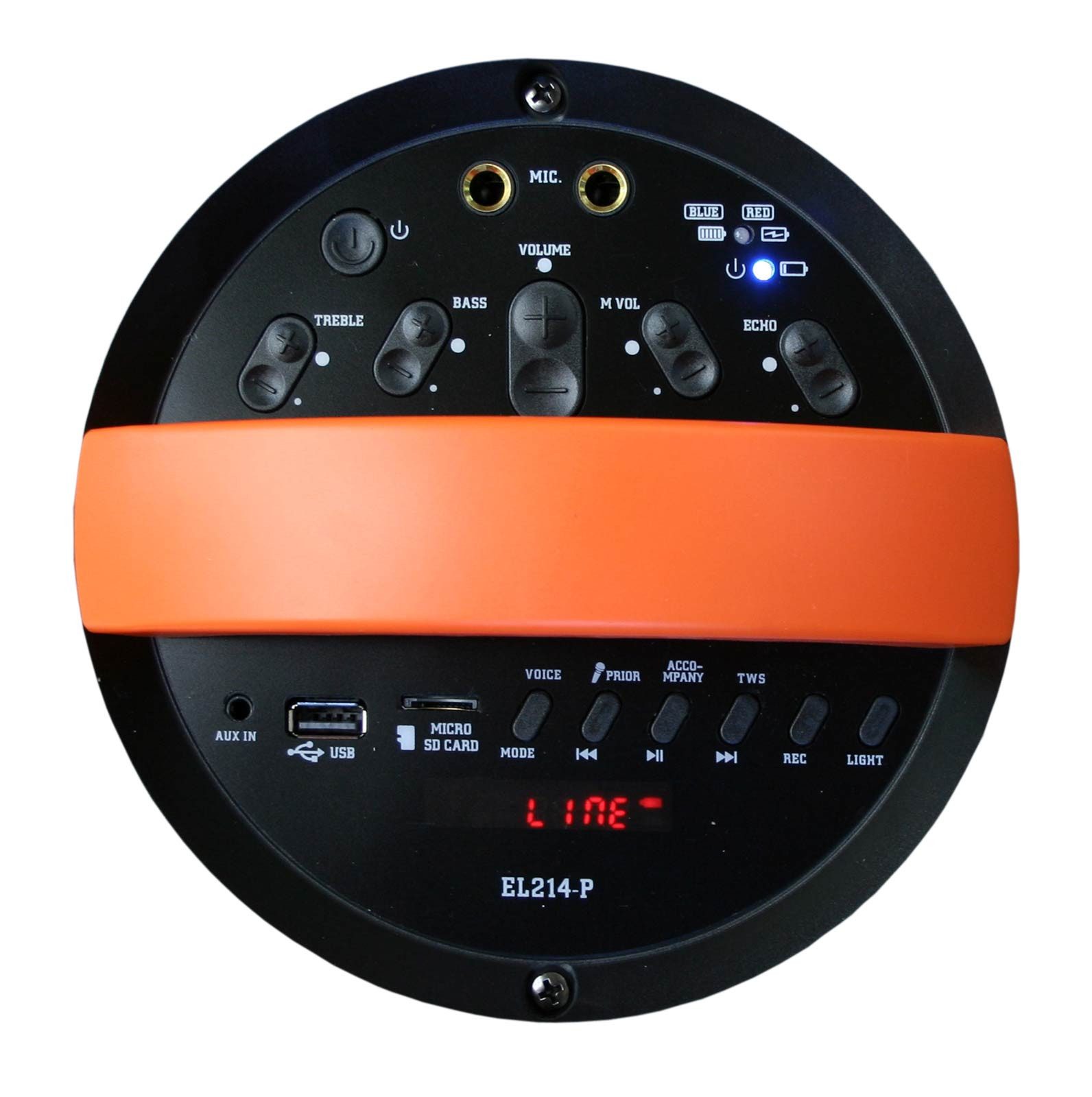 E-Lektron EL214-P Party-Lautsprecher (Bluetooth, Bluetooth 5.0 TWS, Licht-Effekt, Funkmikrofon, Echo-Effekt)