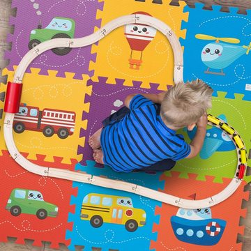 relaxdays Spielmatte Puzzlematte mit Fahrzeugen