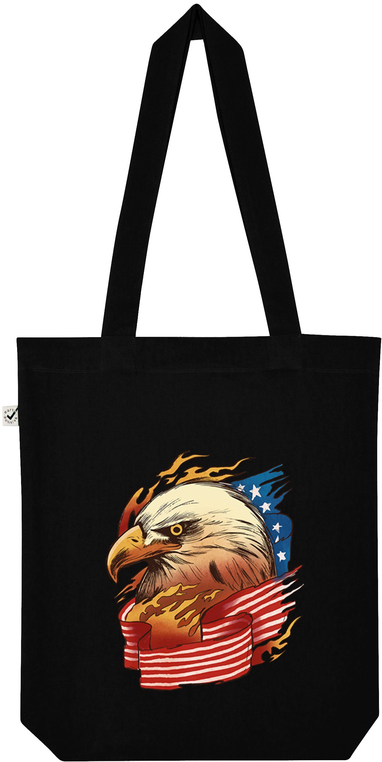 Youth Designz Tragetasche Adler USA American Eagle Flagge Jutebeutel Tasche Lange Henkel, mit trendigem Frontprint