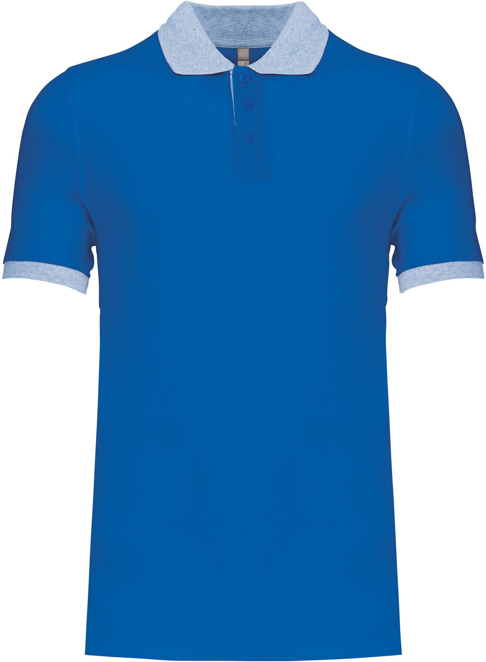 Kariban Langarm-Poloshirt Zweifarbiges Piqué-Polohemd für Herren