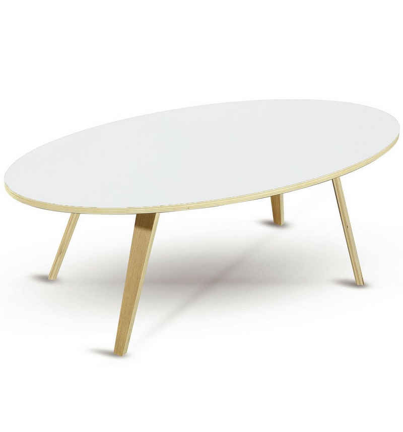 dasmöbelwerk Couchtisch Couchtisch Beistelltisch Skandinavisch Tisch ARVIKA oval 120cm Weiß