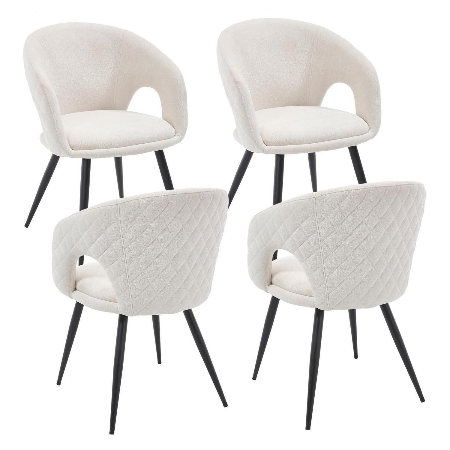 LuxusKollektion Esszimmerstuhl Esszimmerstühle Polsterstuhl Küchenstühle Stepp Design Beige-4 Pz 4