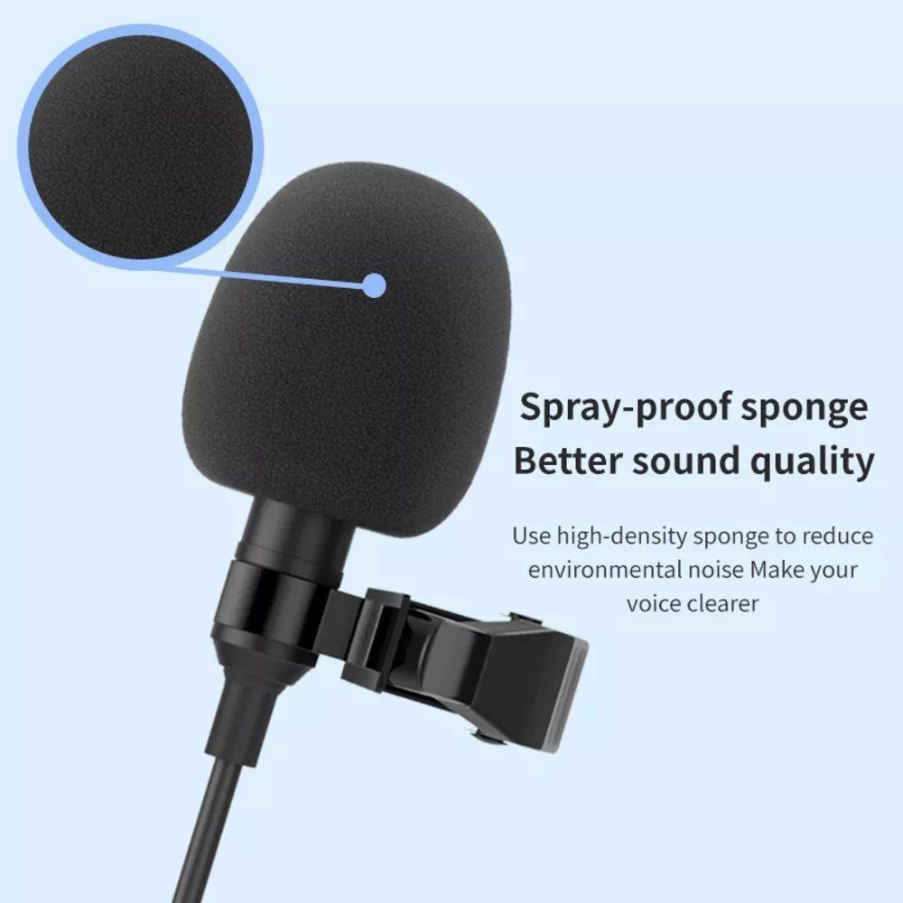 TradeNation Mikrofon Lavalier Ansteck Mikrofon 3.5mm Clip microphone Phone Laptop 1.5m (1-tlg), Ansteckclip – Bild 2 von 5
