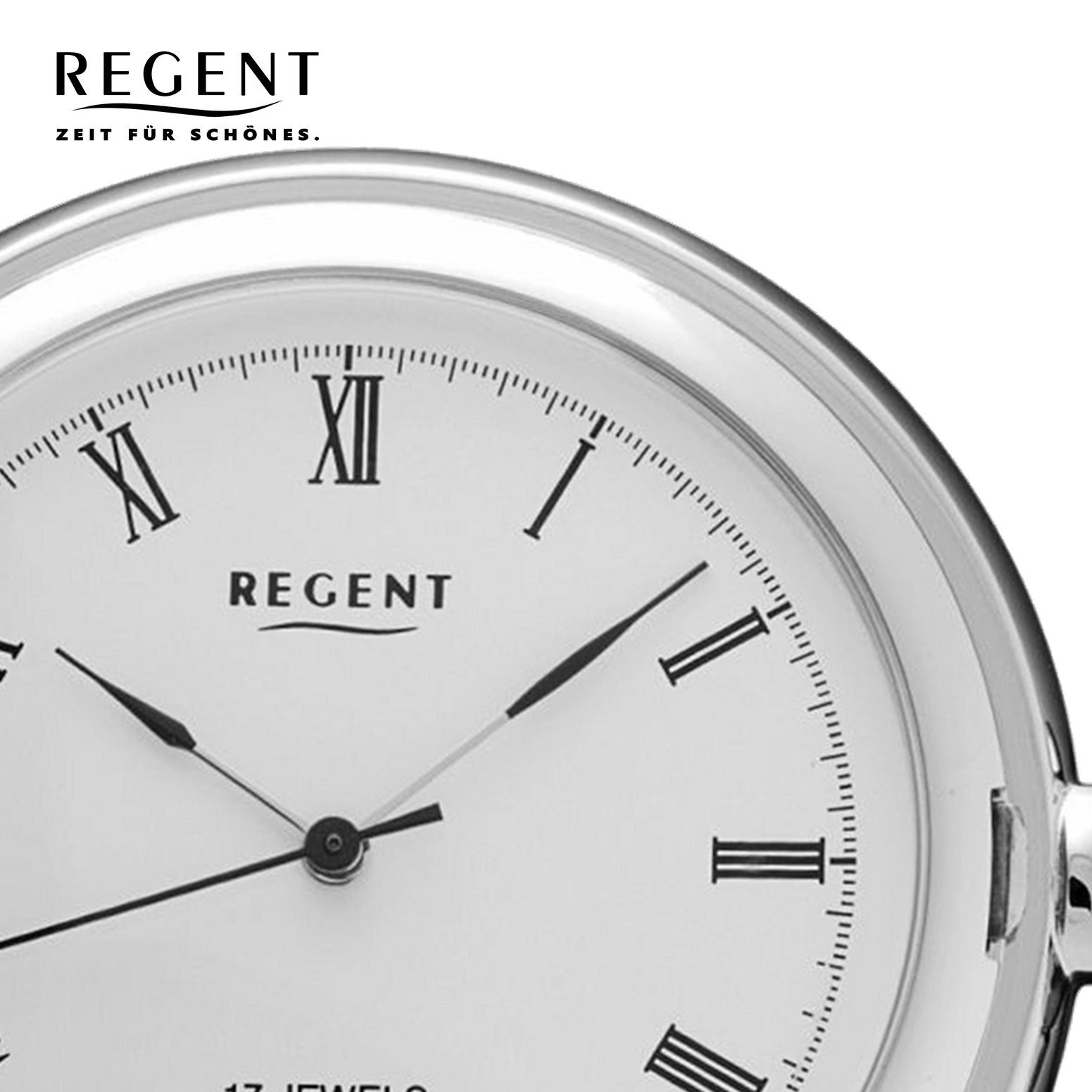 Regent Taschenuhr Regent Taschenuhr für Damen Herren P-18, (Analoguhr), Herren Taschenuhr rund, extra groß (ca. 48mm), Metall verchromt