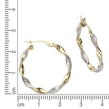 KARMA Creolen-Set Creolen 2,5 cm Gold 333 zweifarbig Ohrringe Damen (1 Paar), Damenohrringe Goldohrringe Damenschmuck
