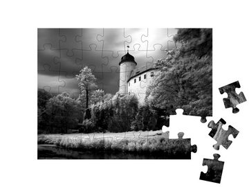 puzzleYOU Puzzle Burg Rabenstein bei Chemnitz, schwarz-weiß, 48 Puzzleteile, puzzleYOU-Kollektionen