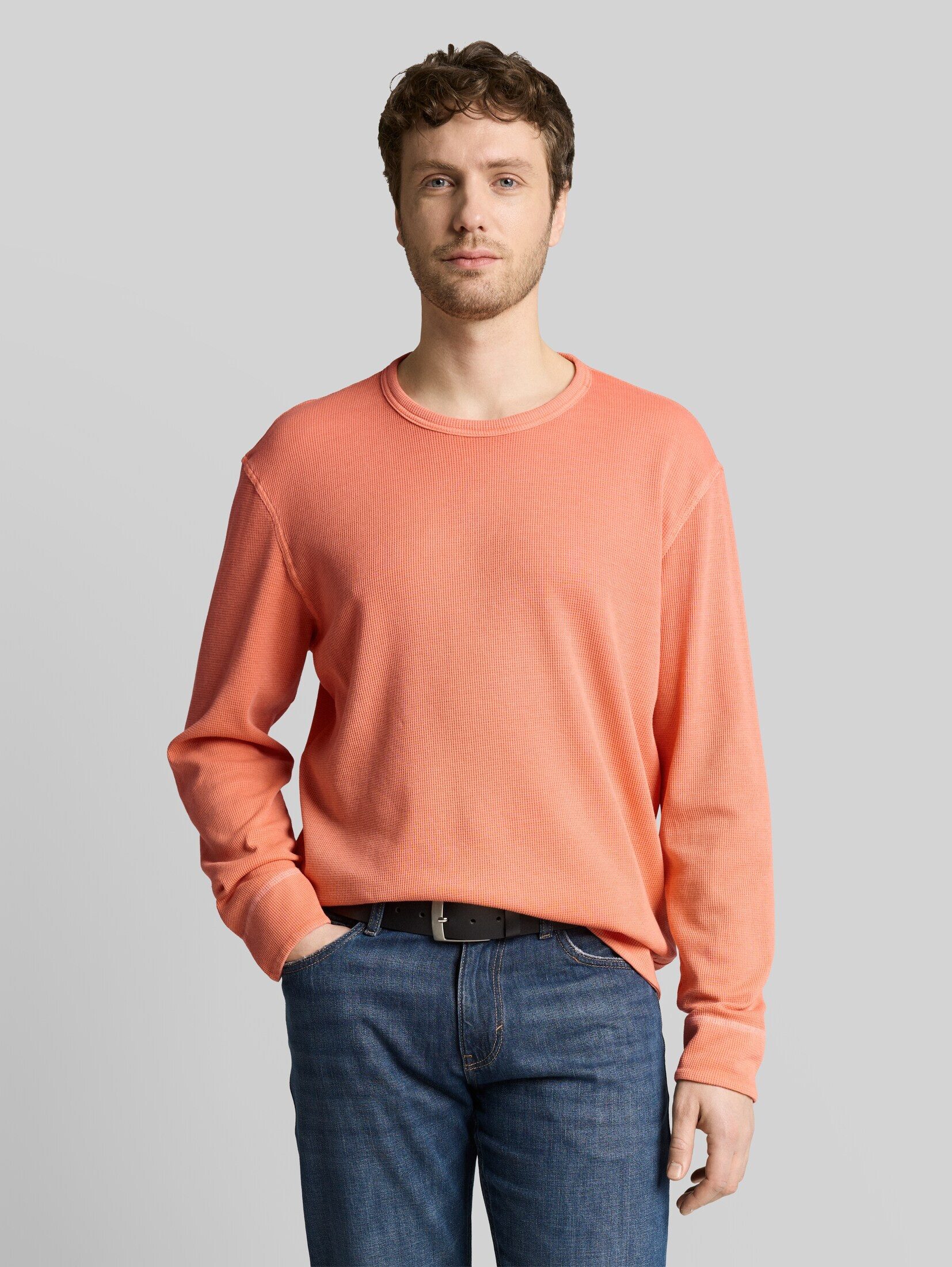 TOM TAILOR Langarmshirt T-Shirt (im Einserpack) Langarmshirt mit Waffelstruktur