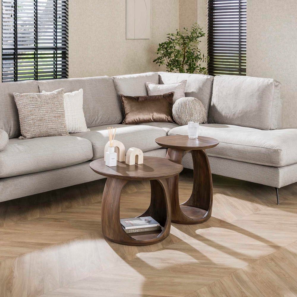 RINGO-Living Couchtisch RINGO-Living Beistelltisch Florent aus Akazienholz in Natur-dunkel