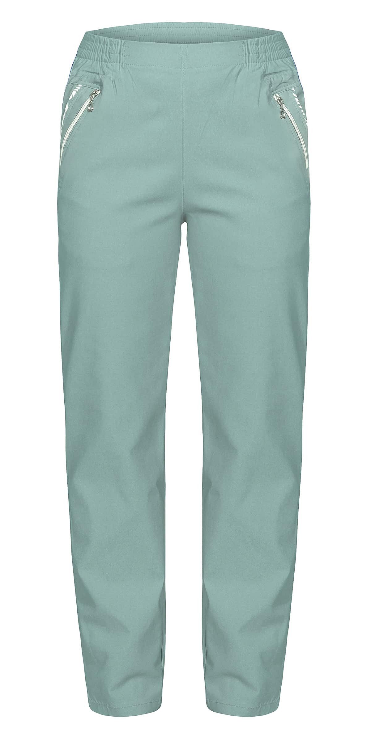 OriginalYou Schlupfhose Damen Stoffhose leichte Stretchhose Freizeithose mit elastischem Bund, farblich abgesetzte Taschen