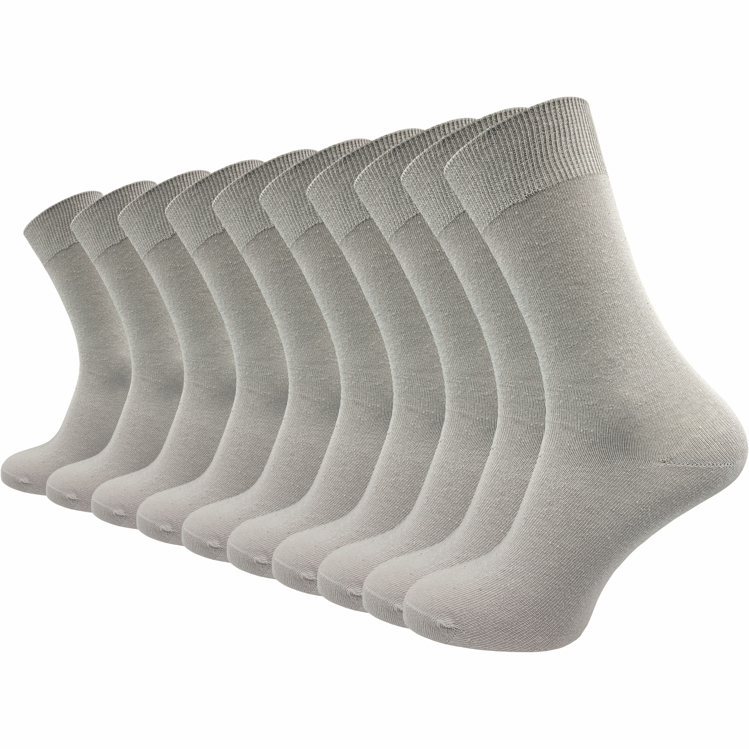 GAWILO Socken mit Baumwolle, Damen (10 und 100% und Herren für Freizeit Business hellgrau venenfreundlichem Komfortbund Paar) aus