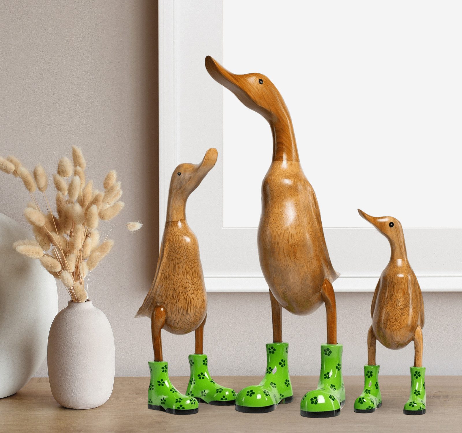 Rikmani Dekofigur Holzfigur Ente, Handgefertigte Dekoration günstig online kaufen
