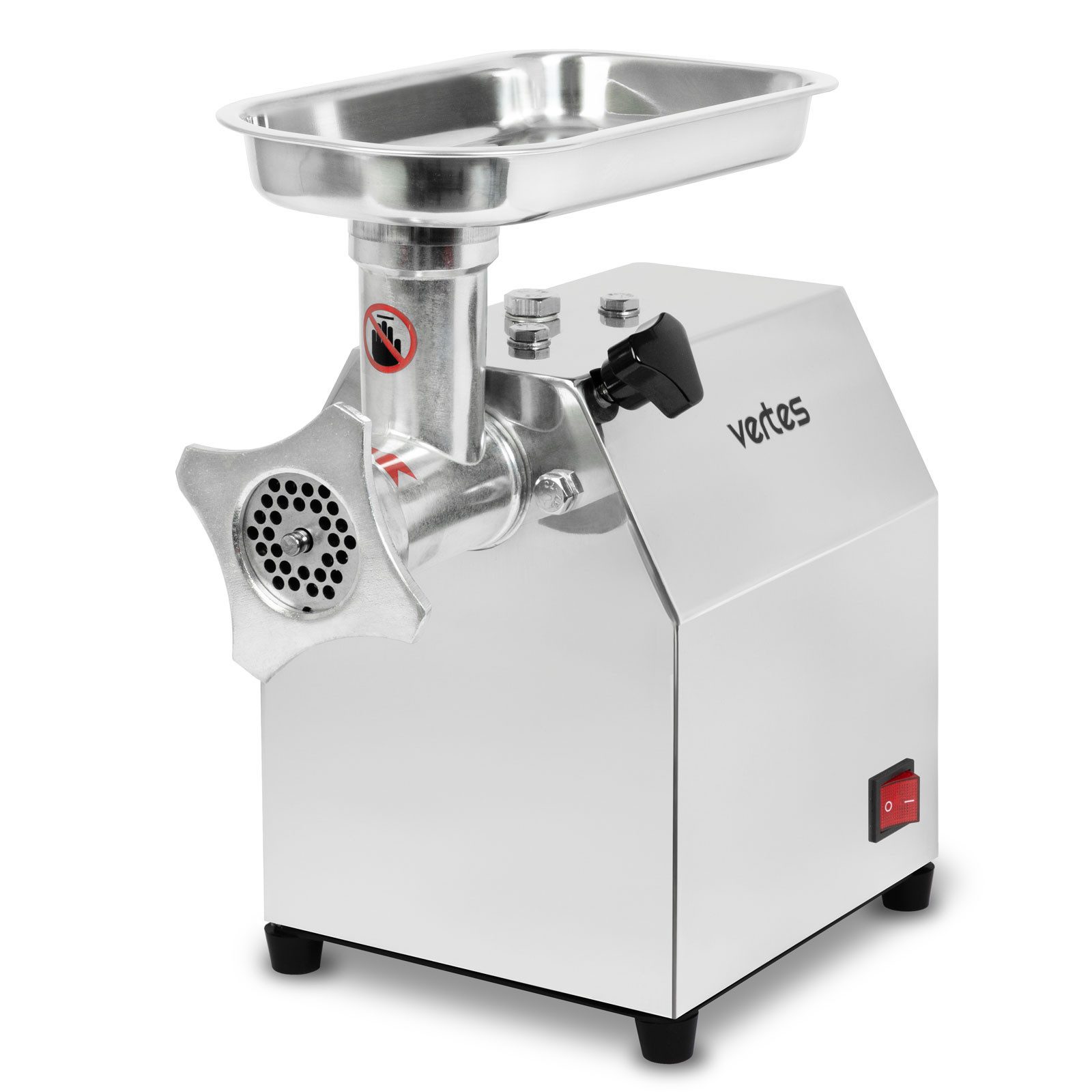 vertes Fleischwolf Fleischwolf Faschiermaschine Elektrisch, Edelstahl, 250W, 75 kg/h, Größe 8, Professionell f. Gastro, 2 Einfüllschalen, 4 Lochscheiben