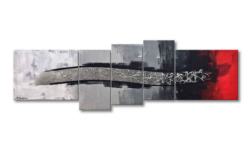 WandbilderXXL XXL-Wandbild Silver Melody 210 x 70 cm, Abstraktes Gemälde, handgemaltes Unikat