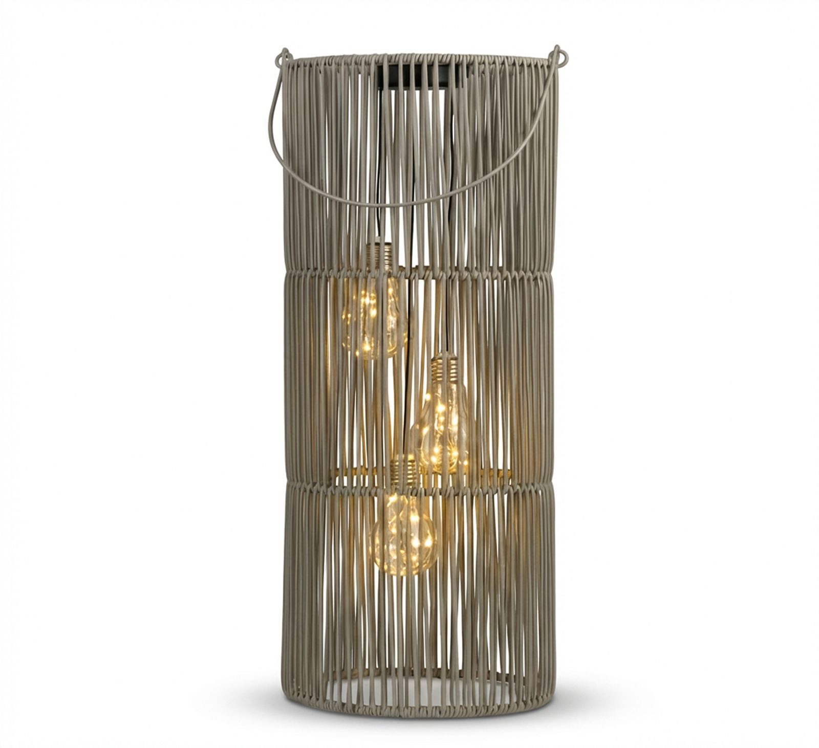 formano LED Laterne Solarlaterne Garten Rattan-Look Laterne 3 LED Birnen 55cm Solar IP44, LED fest integriert