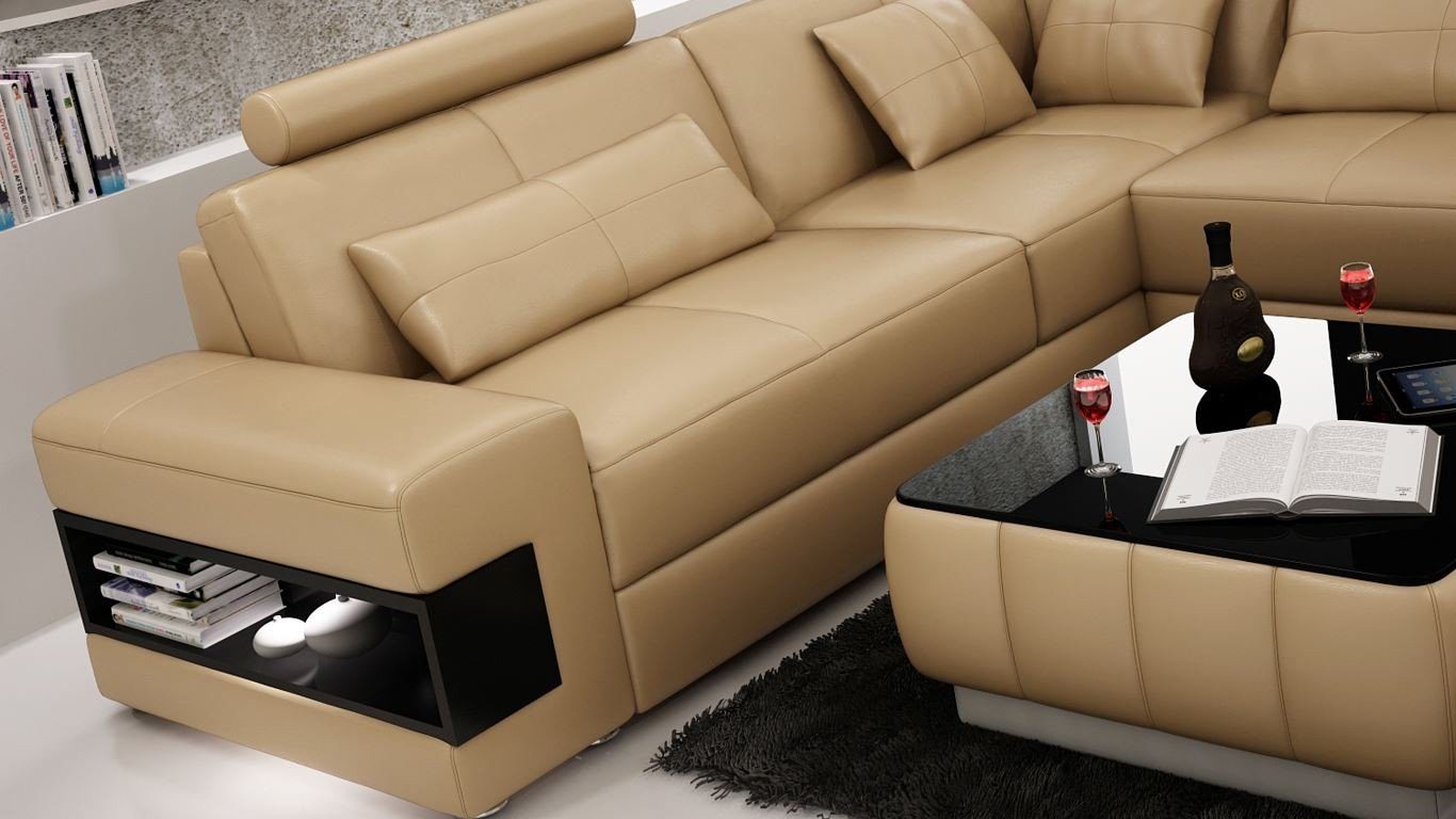 JVmoebel Ecksofa Ecksofa L Form Sofa Couch Polster Wohnlandschaft Ledersofa, Made in Europe