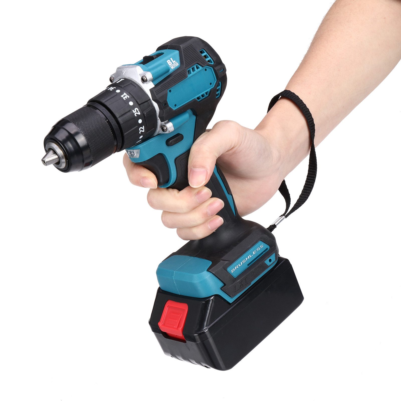 Insma Elektrowerkzeug-Set 4 IN 1 Multi Werkzeugsatz, 4-tlg., Schlagschrauber, Winkelschleifer, Bohrhammer & Bohrmaschine, Bürstenlosen Motoren, inkl. 2 Akkus und Koffer