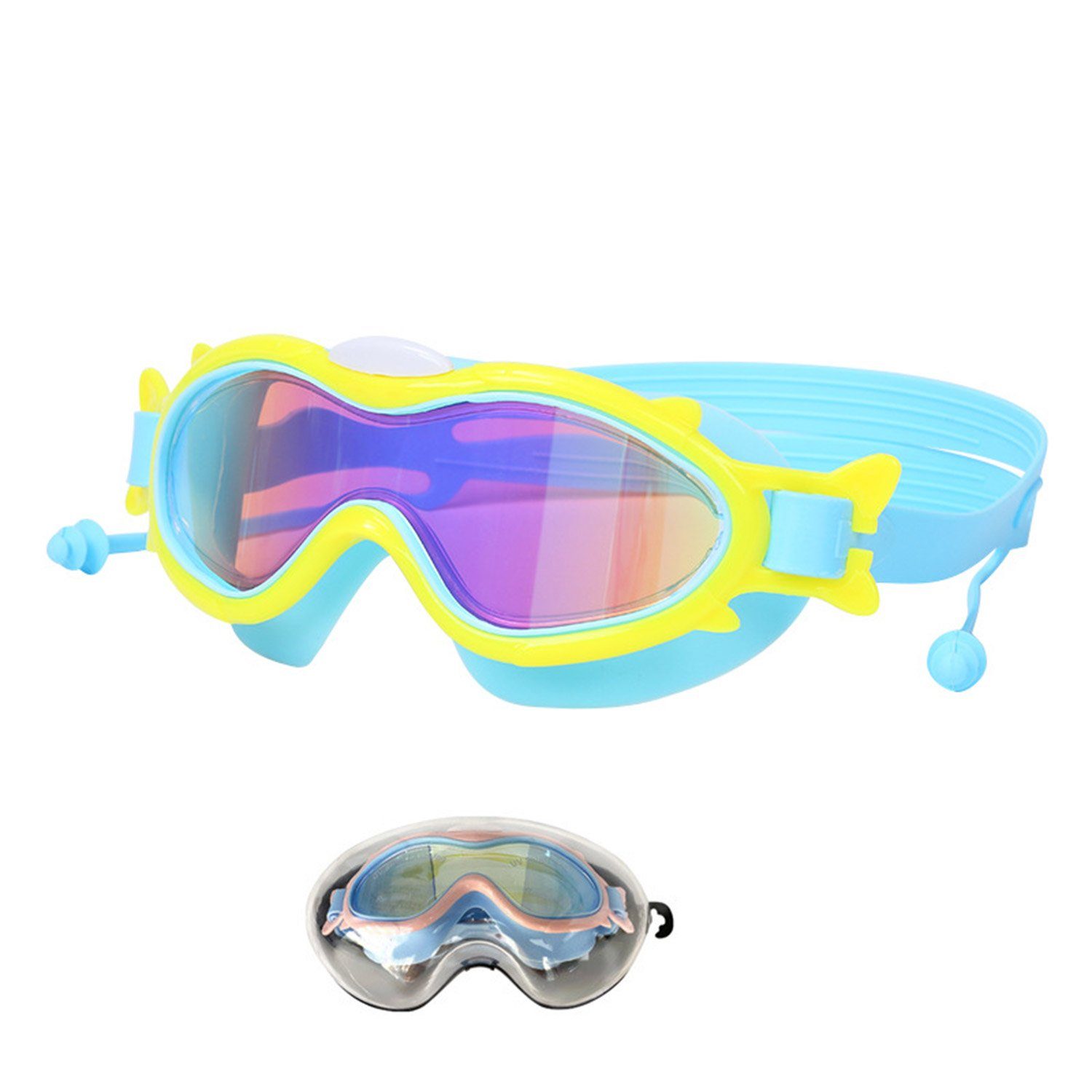 MAGICSHE Schwimmbrille 3 Alter bis geeignet Kinder Gelb Kinder für Schwimmbrille von Breiten Gläserm Schwimmbrille für Unisex für im 16, mit Kinder, Blau