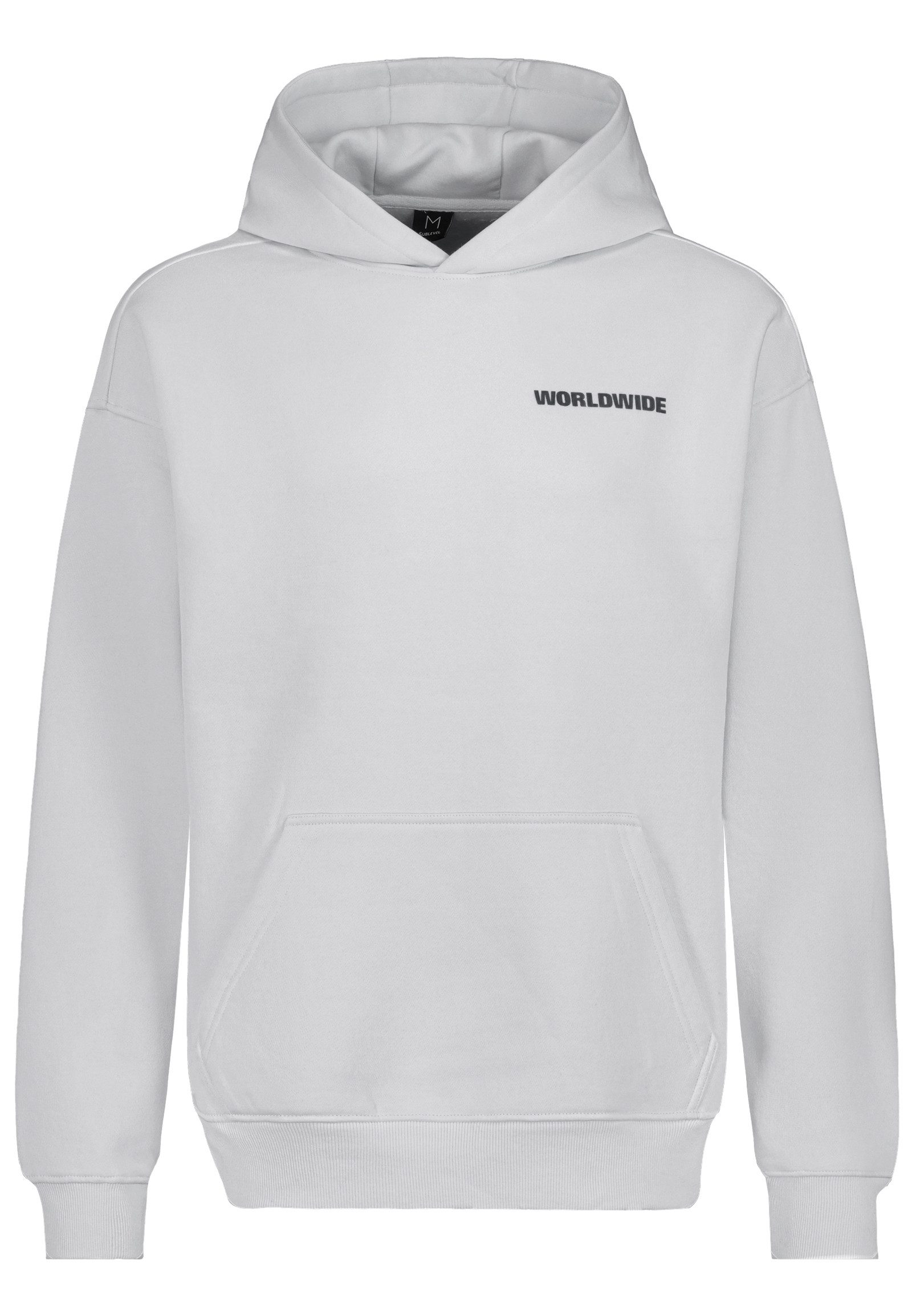 SUBLEVEL Hoodie mit Weltmotiv und Kängurutasche günstig online kaufen