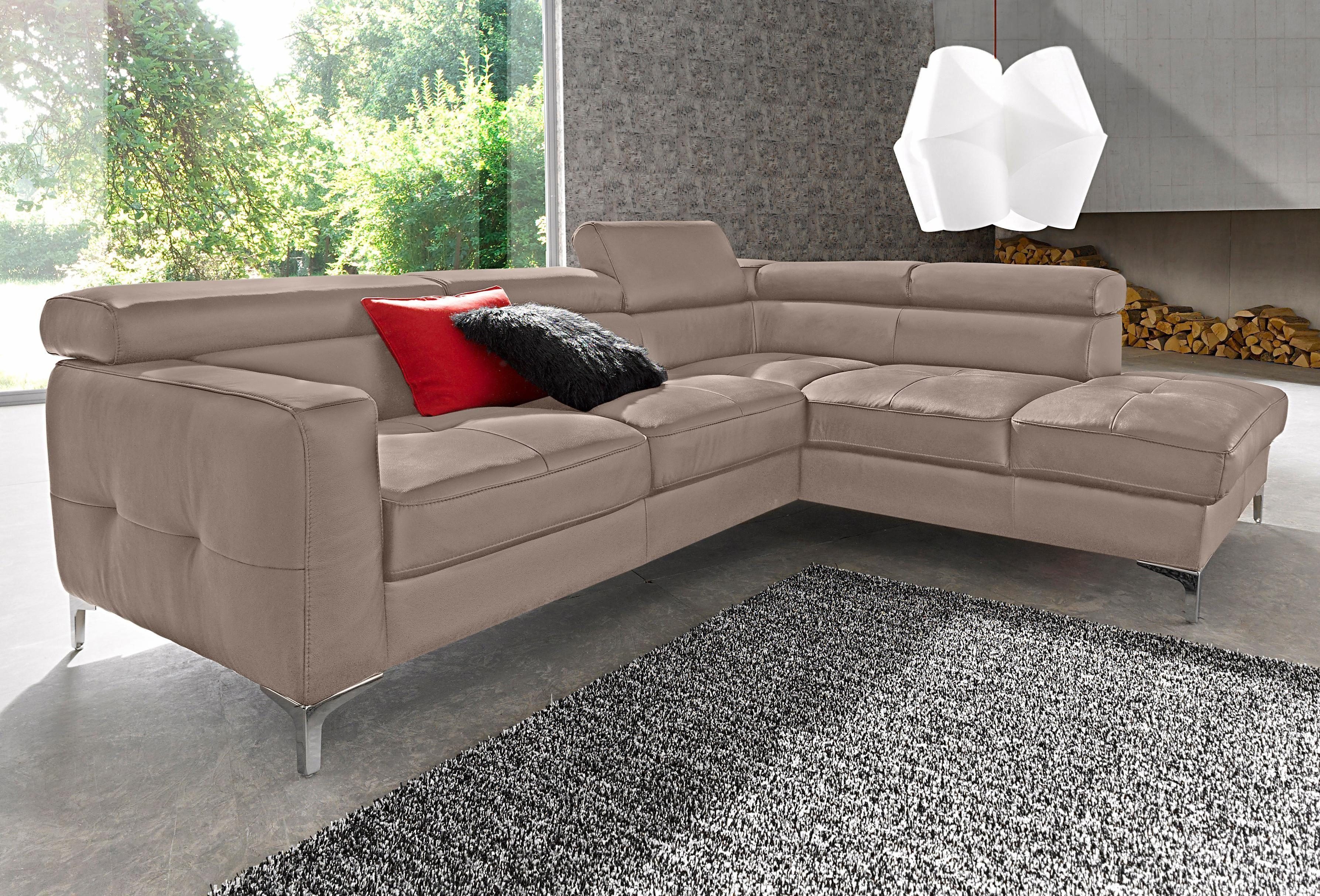 COTTA Polstergarnitur Sammy L-Form, (Set), Set bestehend aus: Ecksofa mit Kopfteilverstellung & Hocker