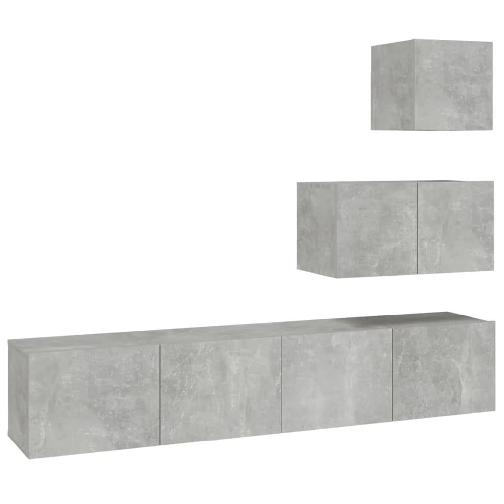 Vidaxl 4-tlg. Tv-schrank-set Betongrau Holzwerkstoff günstig online kaufen