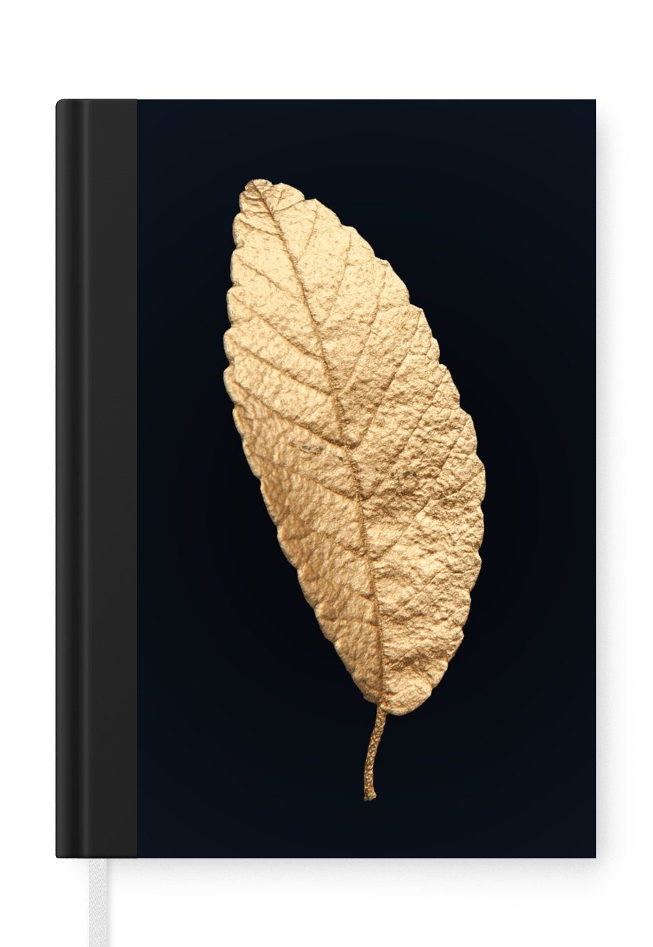 MuchoWow Notizbuch Schwarz und Gold - Blätter - Schwarz - Pflanzen - Luxus, Journal, Merkzettel, Tagebuch, Notizheft, A5, 98 Seiten, Haushaltsbuch