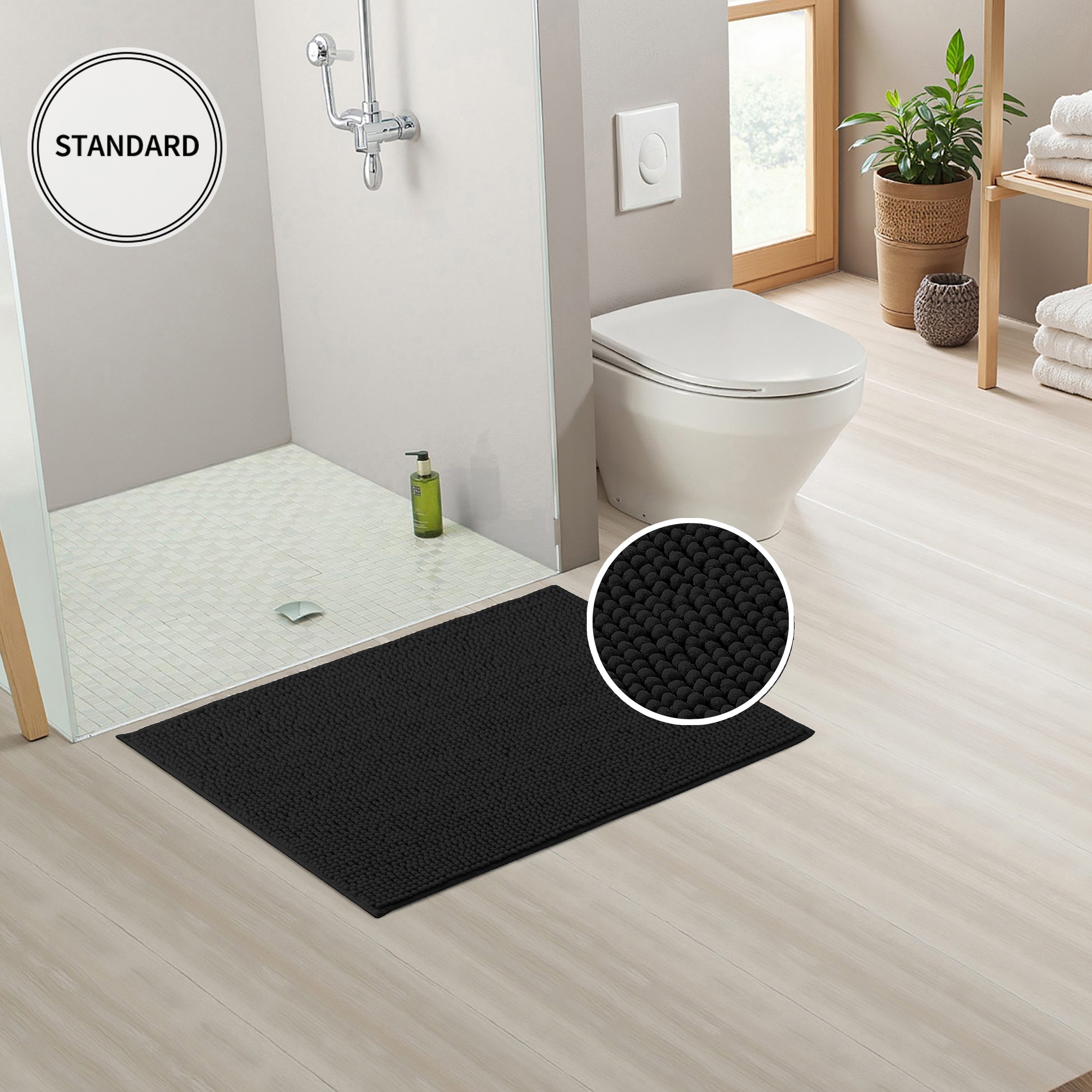 OTTO home Badematte Vanessa Chenille Standard, Badvorleger, Badezimmer, Duschvorleger, Höhe 15 mm, rutschhemmend beschichtet, schnell trocknend, strapazierfähig, fußbodenheizungsgeeignet, Polyester, rechteckig, Uni Farben, besonders weich