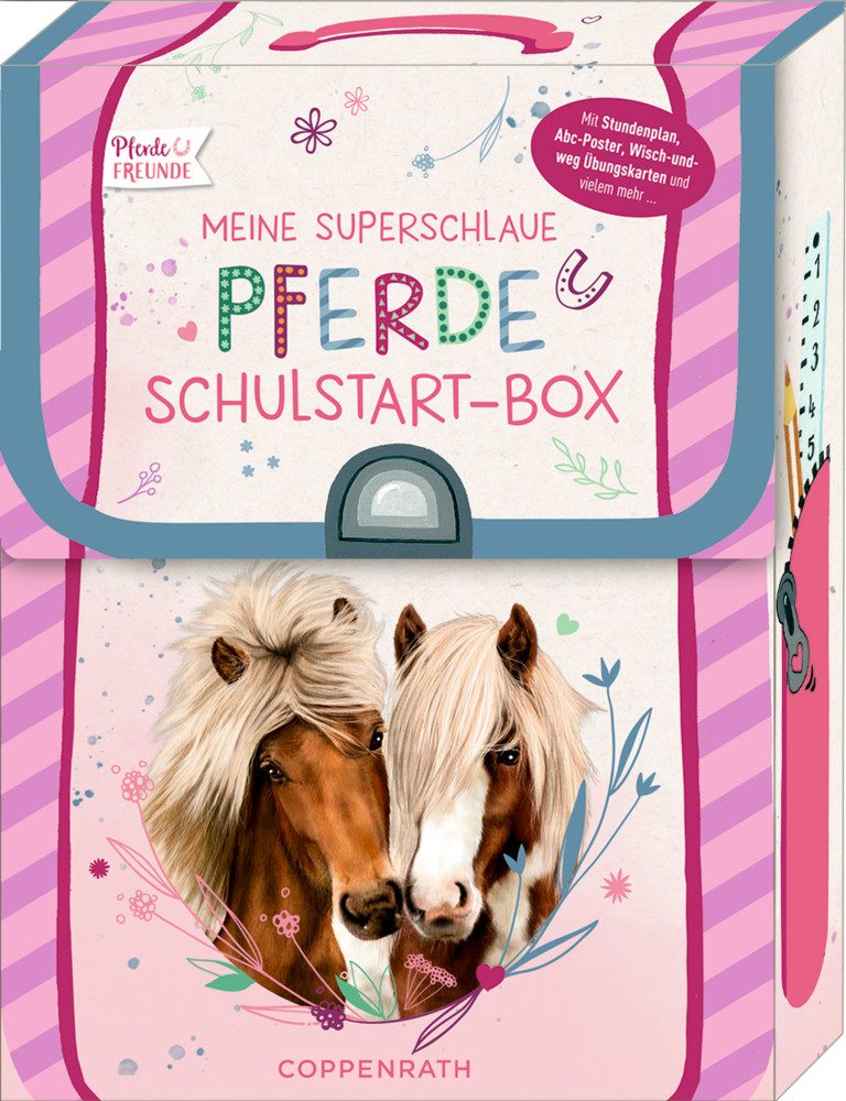 COPPENRATH DIE SPIEGELBURG Lernspielzeug Meine superschlaue Pferde Schulstart-Box – Wisch-und-weg-Materialien (9-St., Set), Wisch-und-weg-Materialien zum Üben