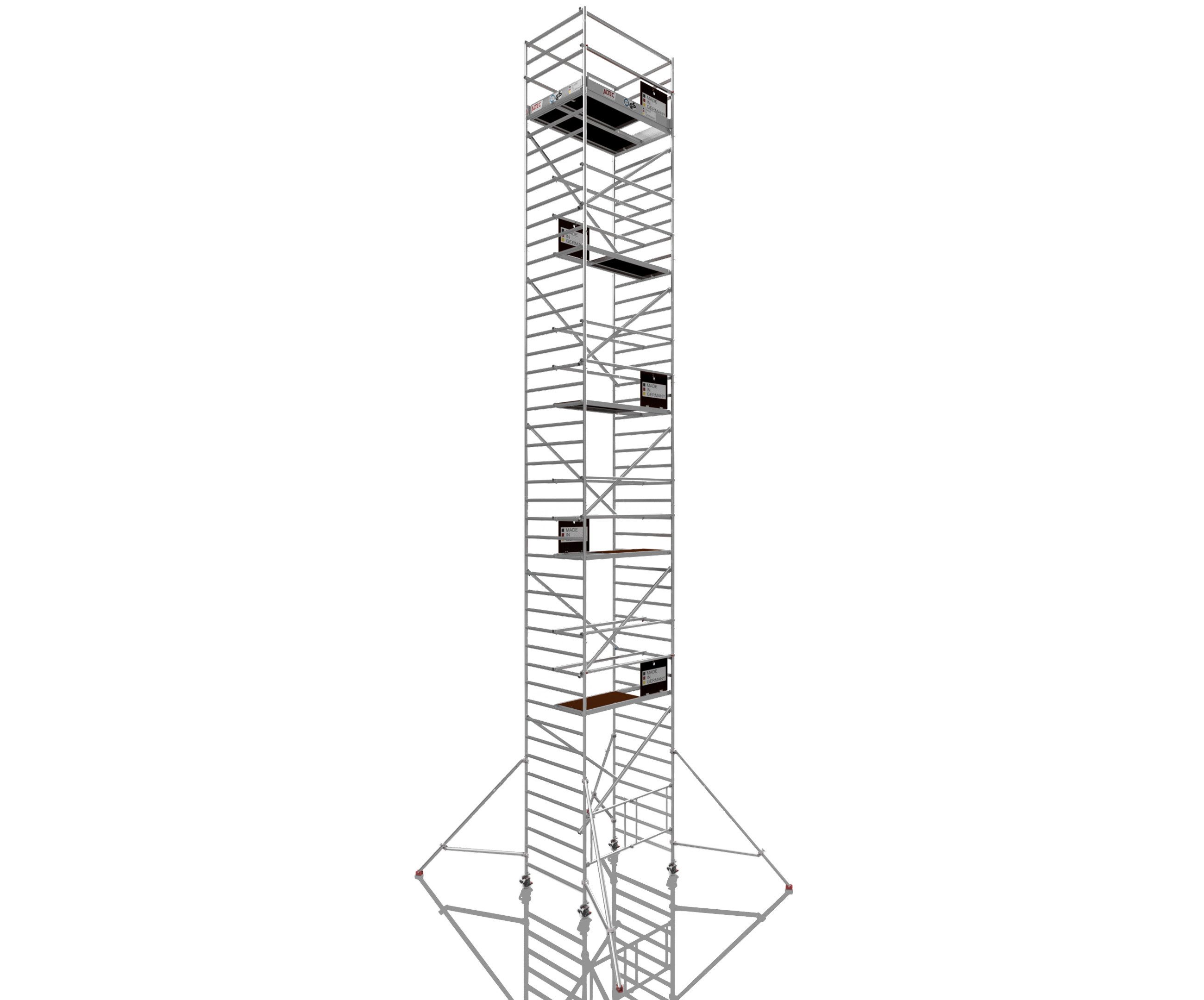 ALTEC Aluminium Klappgerüst AluKlik XXL, 135cm breit, mit Ø150mm Rollen, höhenverstellbar, maximale Arbeitshöhe 14 Meter