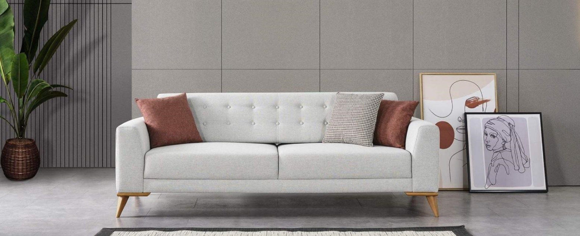 Sofa Möbel 1 Dreisitzer 3-Sitzer Europe Made Stilvoll Couch, Luxus JVmoebel Sitzer in Design Teile, 3 Wohnzimmer