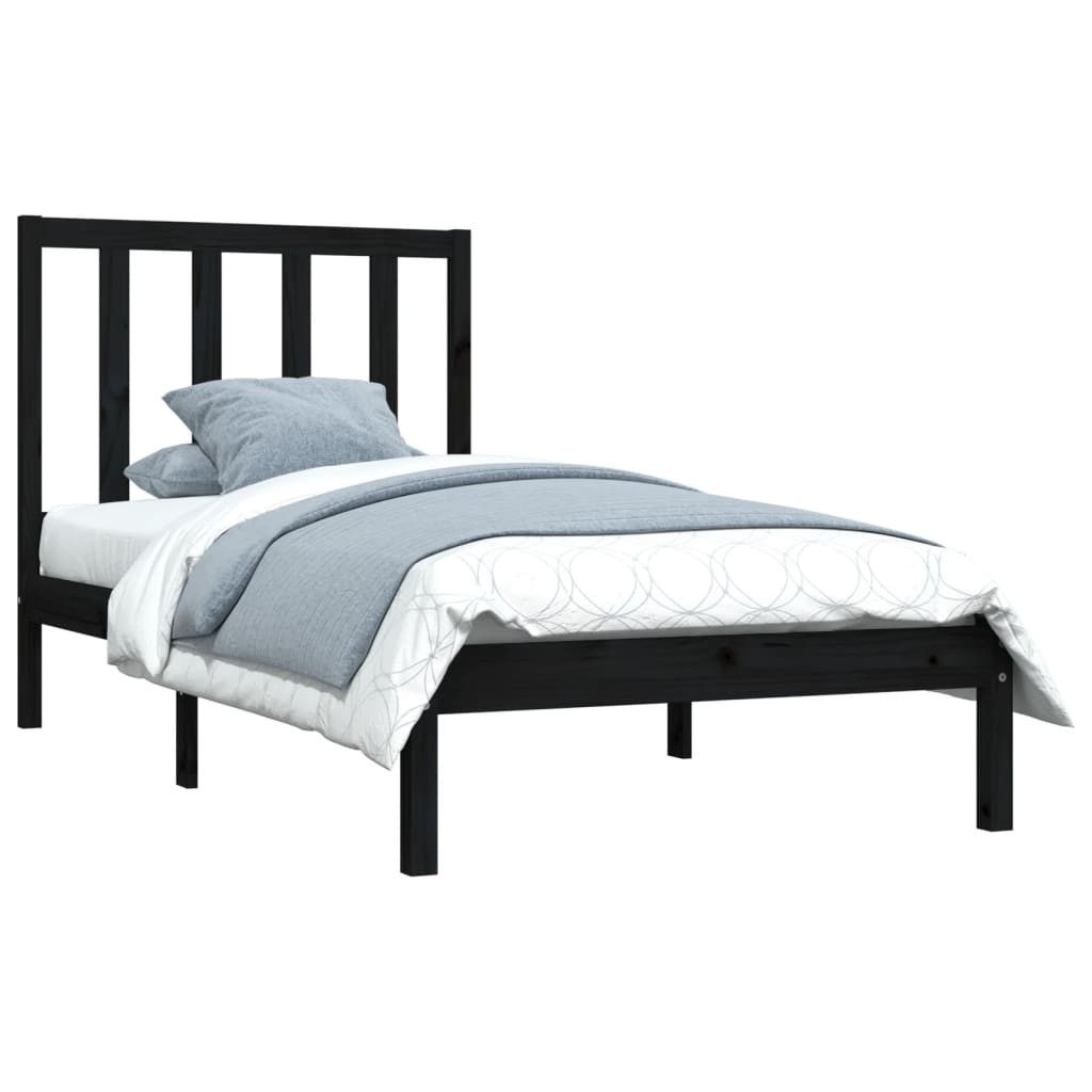 vidaXL Bett Massivholzbett Schwarz Kiefer 100x200 günstig online kaufen