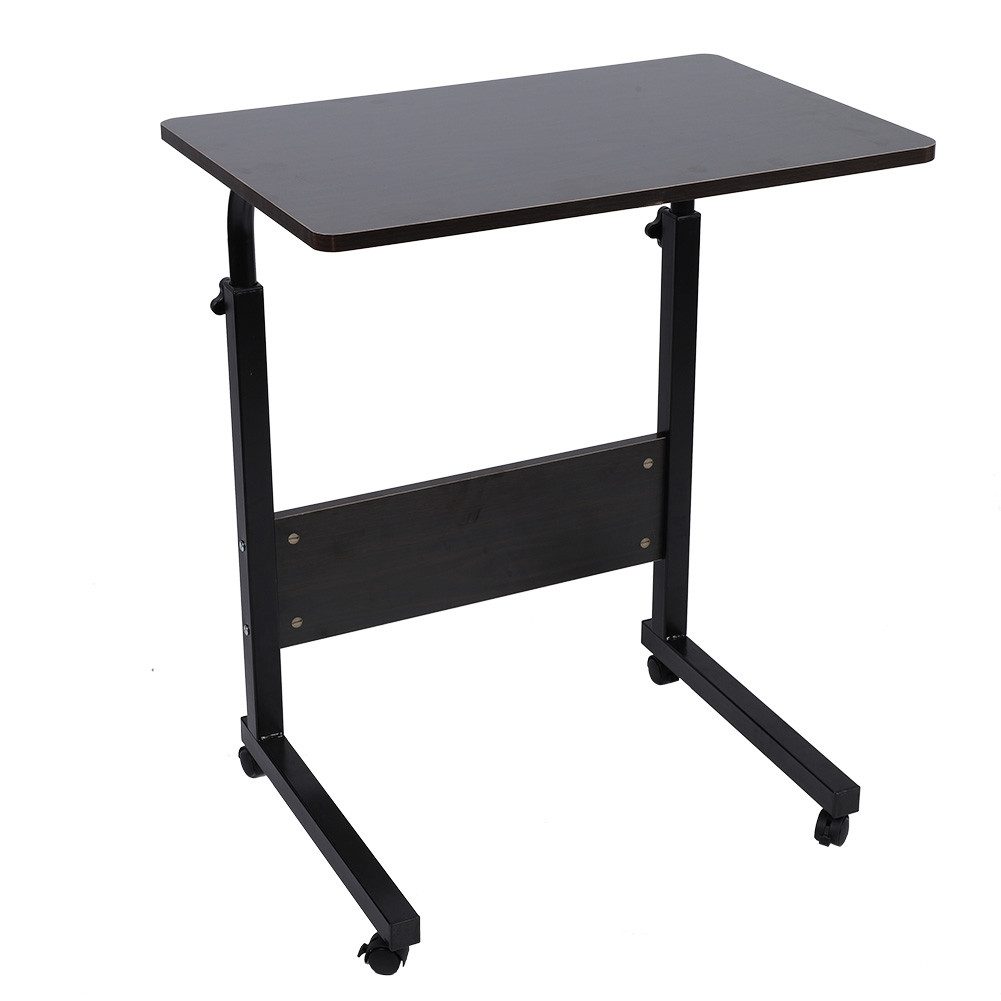 GARRYFIZH Laptoptisch Laptoptisch höhenverstellbar rollbar Betttisch 60x40cm Schwarz-Walnuss (Ein Tisch), Mobiler Beistelltisch für Sofa & Bett, ergonomisch & platzsparend