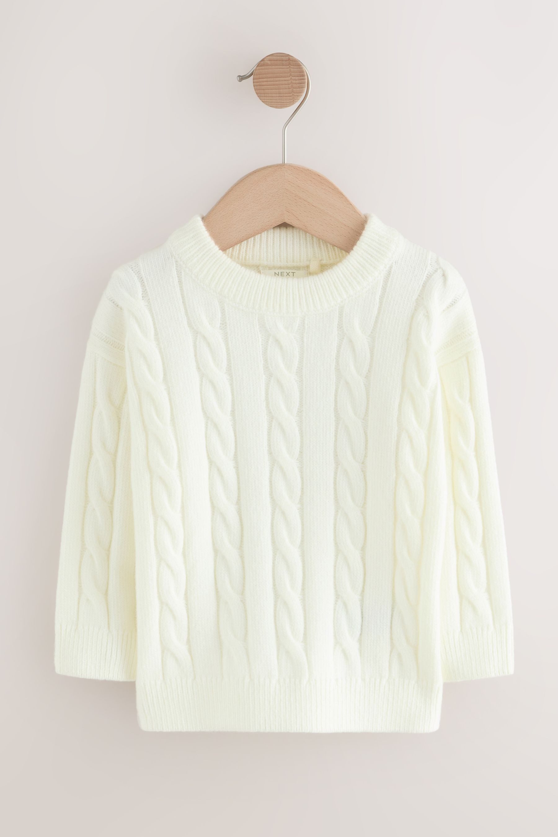 Next Rundhalspullover Rundhals-Pullover mit Zopfstrickmuster + Streifen (1-tlg)